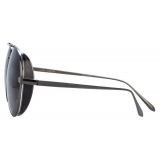 Linda Farrow - Elgin C7 Aviator Sunglasses in Nickel and Black - LFL792C7SUN - Linda Farrow Eyewear