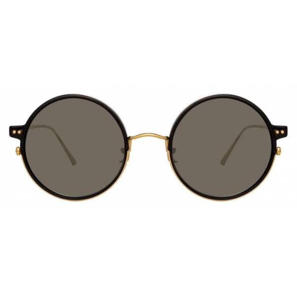 Linda Farrow - Lara C1 Round Sunglasses in Yellow Gold and Black - LFL801C1SUN - Linda Farrow Eyewear