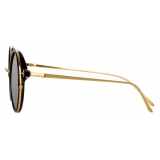 Linda Farrow - Occhiali da Sole Rotondi Lara C1 in Oro Giallo e Nero - LFL801C1SUN - Linda Farrow Eyewear