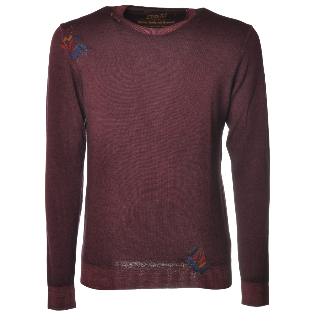 BoB Company - Sweater in Worsted Yarn - Bordeaux - Knitwear - Made in Italy  - Luxury Exclusive Collection - Avvenice