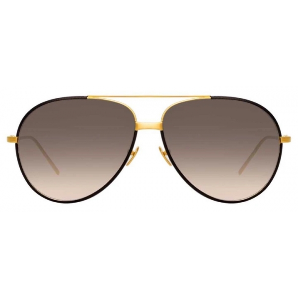 Linda Farrow - Salem C10 Aviator Sunglasses in Yellow Gold and Black - LFL817C10SUN - Linda Farrow Eyewear