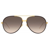 Linda Farrow - Salem C10 Aviator Sunglasses in Yellow Gold and Black - LFL817C10SUN - Linda Farrow Eyewear