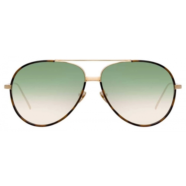 Linda Farrow - Salem C12 Aviator Sunglasses in Light Gold and Tortoiseshell - LFL817C12SUN - Linda Farrow Eyewear