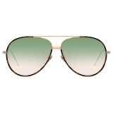 Linda Farrow - Salem C12 Aviator Sunglasses in Light Gold and Tortoiseshell - LFL817C12SUN - Linda Farrow Eyewear