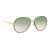 Linda Farrow - Salem C12 Aviator Sunglasses in Light Gold and Tortoiseshell - LFL817C12SUN - Linda Farrow Eyewear