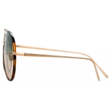 Linda Farrow - Salem C12 Aviator Sunglasses in Light Gold and Tortoiseshell - LFL817C12SUN - Linda Farrow Eyewear