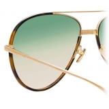 Linda Farrow - Salem C12 Aviator Sunglasses in Light Gold and Tortoiseshell - LFL817C12SUN - Linda Farrow Eyewear