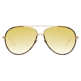 Linda Farrow - Salem C13 Aviator Sunglasses in Light Gold and Tortoiseshell - LFL817C13SUN - Linda Farrow Eyewear