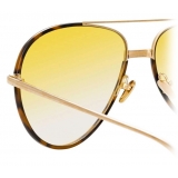 Linda Farrow - Salem C13 Aviator Sunglasses in Light Gold and Tortoiseshell - LFL817C13SUN - Linda Farrow Eyewear