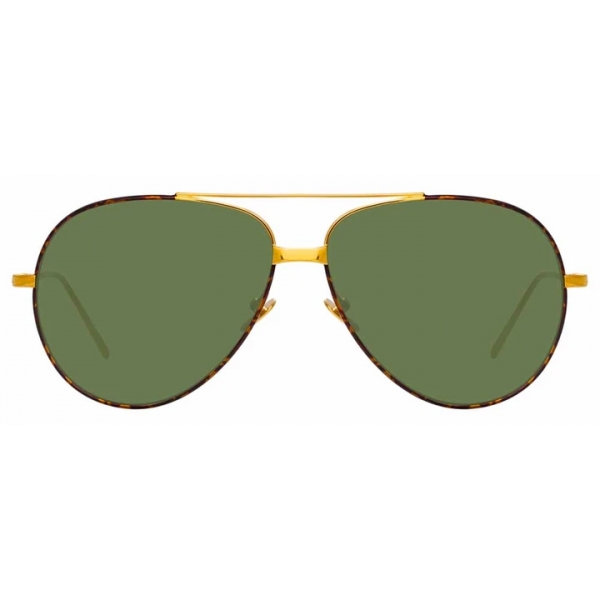 Linda Farrow - Salem C14 Aviator Sunglasses in Yellow Gold and Tortoiseshell - LFL817C14SUN - Linda Farrow Eyewear