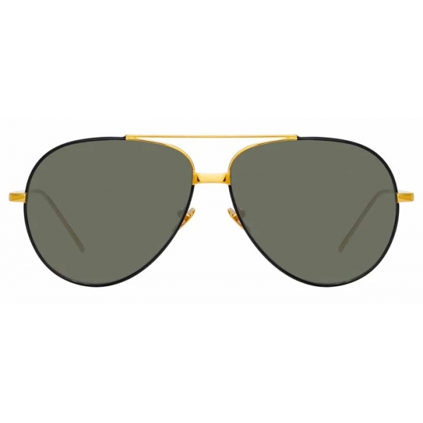 Linda Farrow - Salem C15 Aviator Sunglasses in Yellow Gold and Black ...