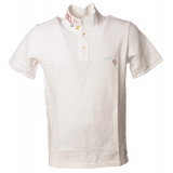 BoB Company - Polo Shirt with Short Sleeves and Print Detail - White - T-Shirt - Made in Italy - Luxury Exclusive Collection