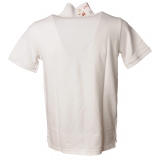 BoB Company - Polo Manica Corta con Dettaglio Stampa - Bianco - T-Shirt - Made in Italy - Luxury Exclusive Collection