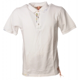 BoB Company - Short Sleeve Polo with Beads Insert - White - T-Shirt - Made in Italy - Luxury Exclusive Collection