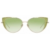 Linda Farrow - Occhiali da Sole Cat-Eye Des Vouex C10 in Oro Chiaro e Verde Bottiglia - LFL855C10SUN - Linda Farrow Eyewear