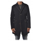 BoB Company - Coat in Technical Fabric with Contrasting Profiles - Blue - Jacket - Made in Italy - Luxury Exclusive Collection