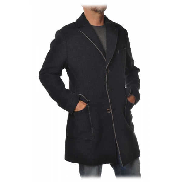 BoB Company - Coat in Technical Fabric with Contrasting Profiles - Blue - Jacket - Made in Italy - Luxury Exclusive Collection