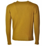 BoB Company - Crew Neck Bi-Color Sweater - Grey/Mustard - Knitwear - Made in Italy - Luxury Exclusive Collection