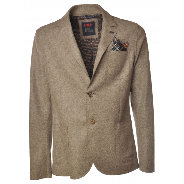 BoB Company - Single-Breasted Jacket in Technical Fabric - Taupe - Jacket - Made in Italy - Luxury Exclusive Collection