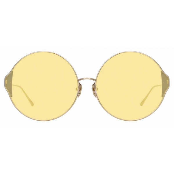 Linda Farrow - Carousel C6 Round Sunglasses in Light Gold and Chocolate - LFL896C6SUN - Linda Farrow Eyewear