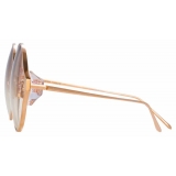 Linda Farrow - Carousel C8 Round Sunglasses in Rose Gold and Blush - LFL896C8SUN - Linda Farrow Eyewear