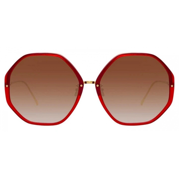 Linda Farrow - Alona C8 Oversized Sunglasses in Crimson - LFL901C8SUN - Linda Farrow Eyewear