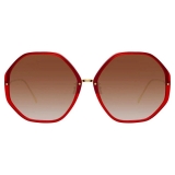 Linda Farrow - Occhiali da Sole Oversized Alona C8 in Cremisi - LFL901C8SUN - Linda Farrow Eyewear