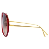 Linda Farrow - Occhiali da Sole Oversized Alona C8 in Cremisi - LFL901C8SUN - Linda Farrow Eyewear