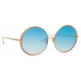 Linda Farrow - Hart C10 Round Sunglasses in Rose Gold and Light Blue - LFL933C10SUN - Linda Farrow Eyewear