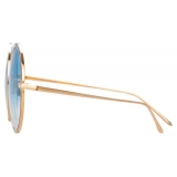 Linda Farrow - Hart C10 Round Sunglasses in Rose Gold and Light Blue - LFL933C10SUN - Linda Farrow Eyewear