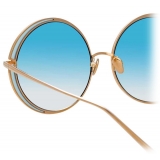 Linda Farrow - Hart C10 Round Sunglasses in Rose Gold and Light Blue - LFL933C10SUN - Linda Farrow Eyewear