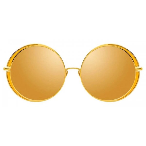 Linda Farrow - Hart C5 Round Sunglasses in Yellow Gold and Yellow - LFL933C5SUN - Linda Farrow Eyewear