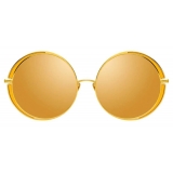 Linda Farrow - Hart C5 Round Sunglasses in Yellow Gold and Yellow - LFL933C5SUN - Linda Farrow Eyewear