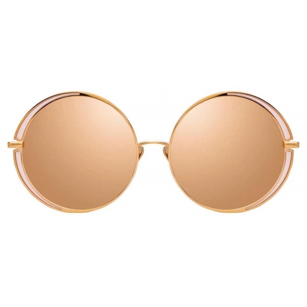 Linda Farrow - Hart C7 Round Sunglasses in Rose Gold and Peach - LFL933C7SUN - Linda Farrow Eyewear