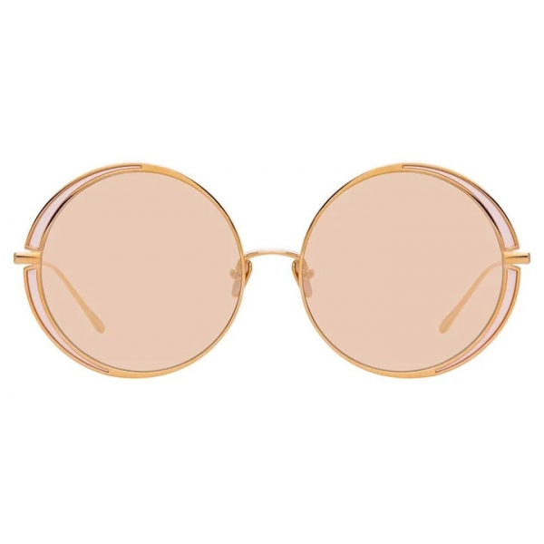 Linda Farrow - Hart C8 Round Sunglasses in Rose Gold and Peach - LFL933C8SUN - Linda Farrow Eyewear