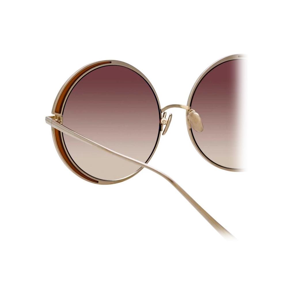 Linda Farrow - Hart C9 Round Sunglasses in Light Gold and Tobacco ...