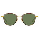 Linda Farrow - Occhiali da Sole Quadrati Trouper C2 in Oro Giallo e Tartaruga - LFL953C2SUN - Linda Farrow Eyewear