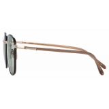 Linda Farrow - Trouper C6 Square Sunglasses in Light Gold and Brown - LFL953C6SUN - Linda Farrow Eyewear