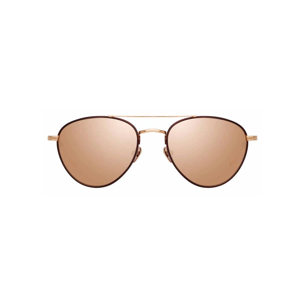 Linda Farrow Brodie C5 Aviator Sunglasses in Rose Gold and