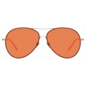 Linda Farrow - Occhiali da Sole Aviator Diabolo C10 in Oro Chiaro e Arancio Bruciato - LFL963C10SUN - Linda Farrow Eyewear