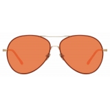 Linda Farrow - Occhiali da Sole Aviator Diabolo C10 in Oro Chiaro e Arancio Bruciato - LFL963C10SUN - Linda Farrow Eyewear