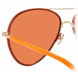 Linda Farrow - Occhiali da Sole Aviator Diabolo C10 in Oro Chiaro e Arancio Bruciato - LFL963C10SUN - Linda Farrow Eyewear