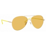 Linda Farrow - Diabolo C11 Aviator Sunglasses in Light Gold and Milky White - LFL963C11SUN - Linda Farrow Eyewear