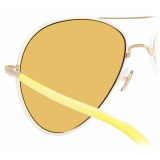 Linda Farrow - Occhiali da Sole Aviator Diabolo C11 in Oro Chiaro e Latte Bianco - LFL963C11SUN - Linda Farrow Eyewear