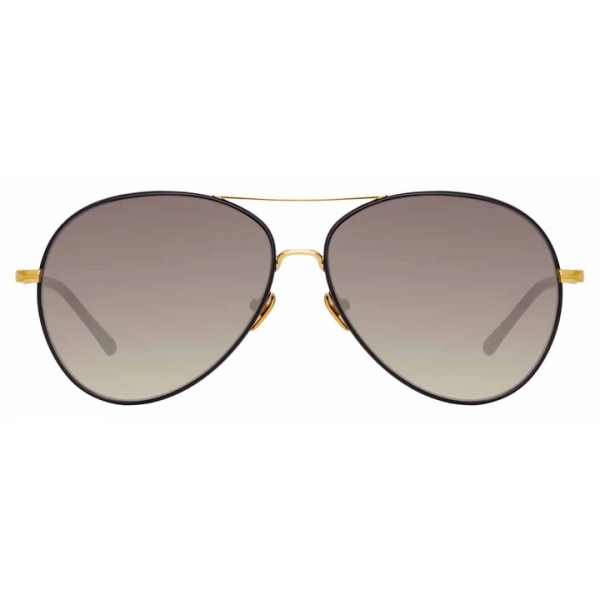 Linda Farrow - Occhiali da Sole Aviator Diabolo C1 in Oro Giallo e Nero - LFL963C1SUN - Linda Farrow Eyewear