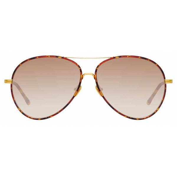 Linda Farrow - Diabolo C2 Aviator Sunglasses in Yellow Gold and Tortoiseshell - LFL963C2SUN - Linda Farrow Eyewear