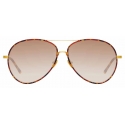 Linda Farrow - Diabolo C2 Aviator Sunglasses in Yellow Gold and Tortoiseshell - LFL963C2SUN - Linda Farrow Eyewear