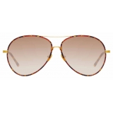 Linda Farrow - Diabolo C2 Aviator Sunglasses in Yellow Gold and Tortoiseshell - LFL963C2SUN - Linda Farrow Eyewear