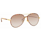 Linda Farrow - Diabolo C2 Aviator Sunglasses in Yellow Gold and Tortoiseshell - LFL963C2SUN - Linda Farrow Eyewear