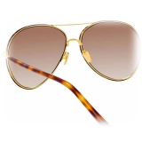 Linda Farrow - Diabolo C2 Aviator Sunglasses in Yellow Gold and Tortoiseshell - LFL963C2SUN - Linda Farrow Eyewear